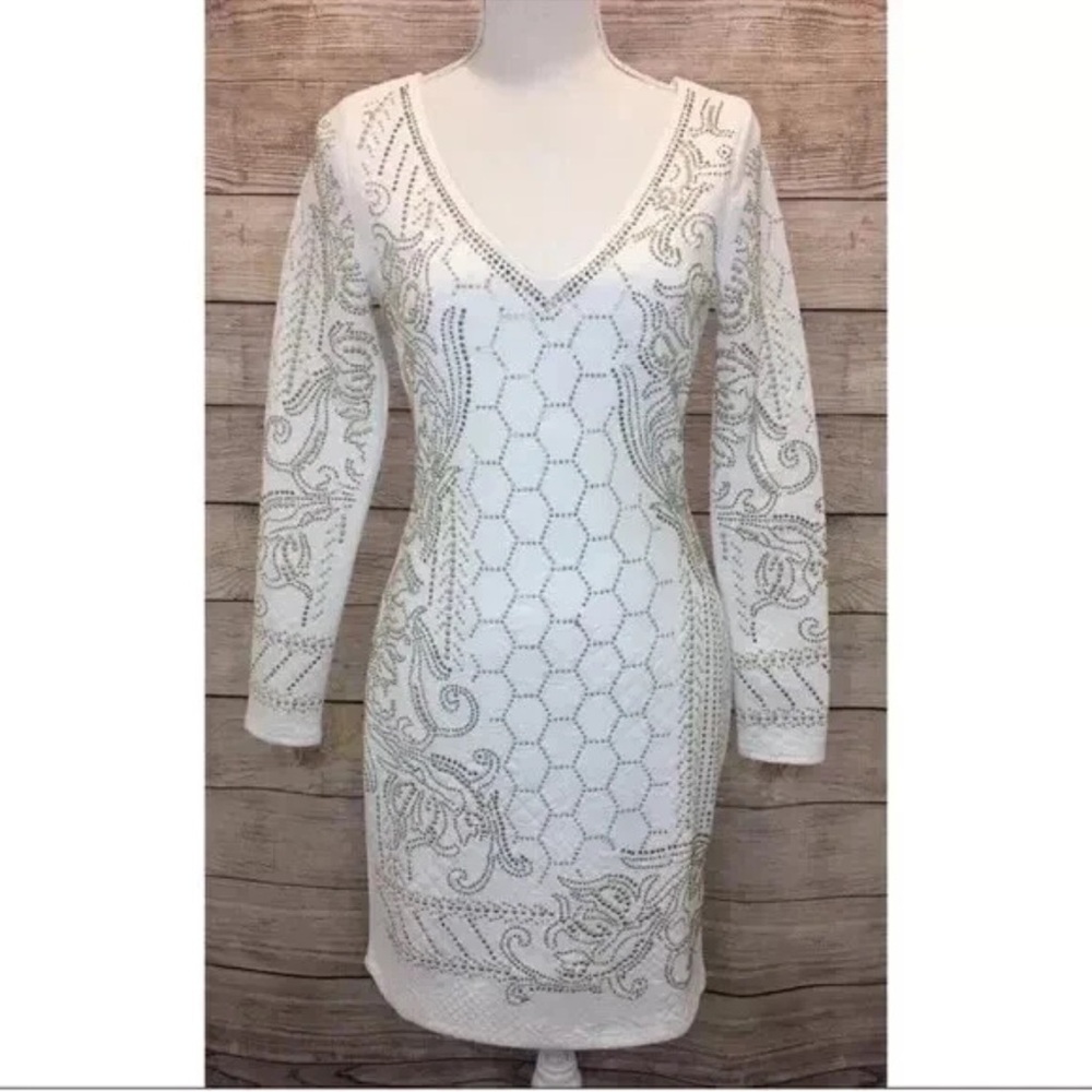 Venus white gold studded cocktail dress - Picture 3 of 8